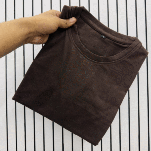 Dark Brown Round Neck T-Shirt – Premium Cotton Unisex Casual Wear